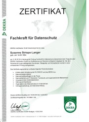 Zertifikat DSGVO Susanne Striepe-Langer